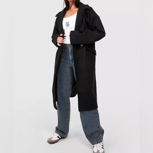 Boohoo petite wool black coat